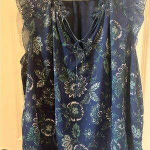 Floral Navy Blue Sleeveless Top